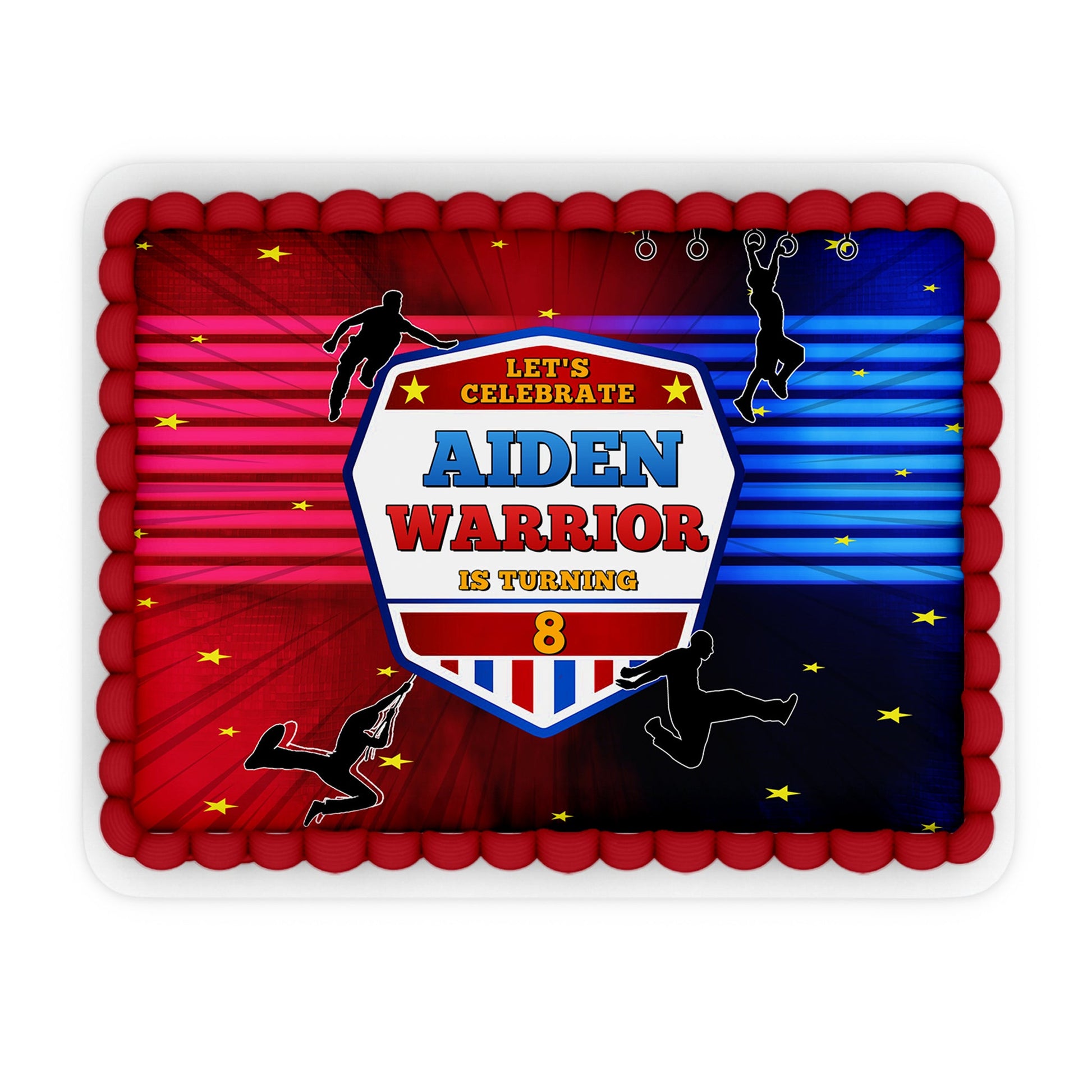 Rectangle Ninja Warrior themed personalized cake images