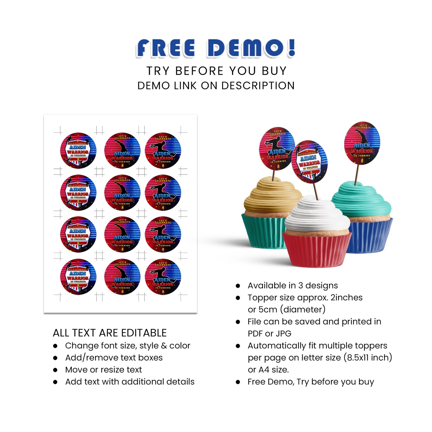 Ninja Warrior - Add a Fun Touch to Your Party, Delight Your Guests with Our Personalized Cupcakes Toppers