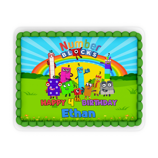 Rectangle Personalized Cake Images featuring NumberBlocks Designs