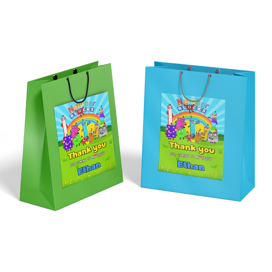 Personalized Gift Bag Labels with NumberBlocks Theme