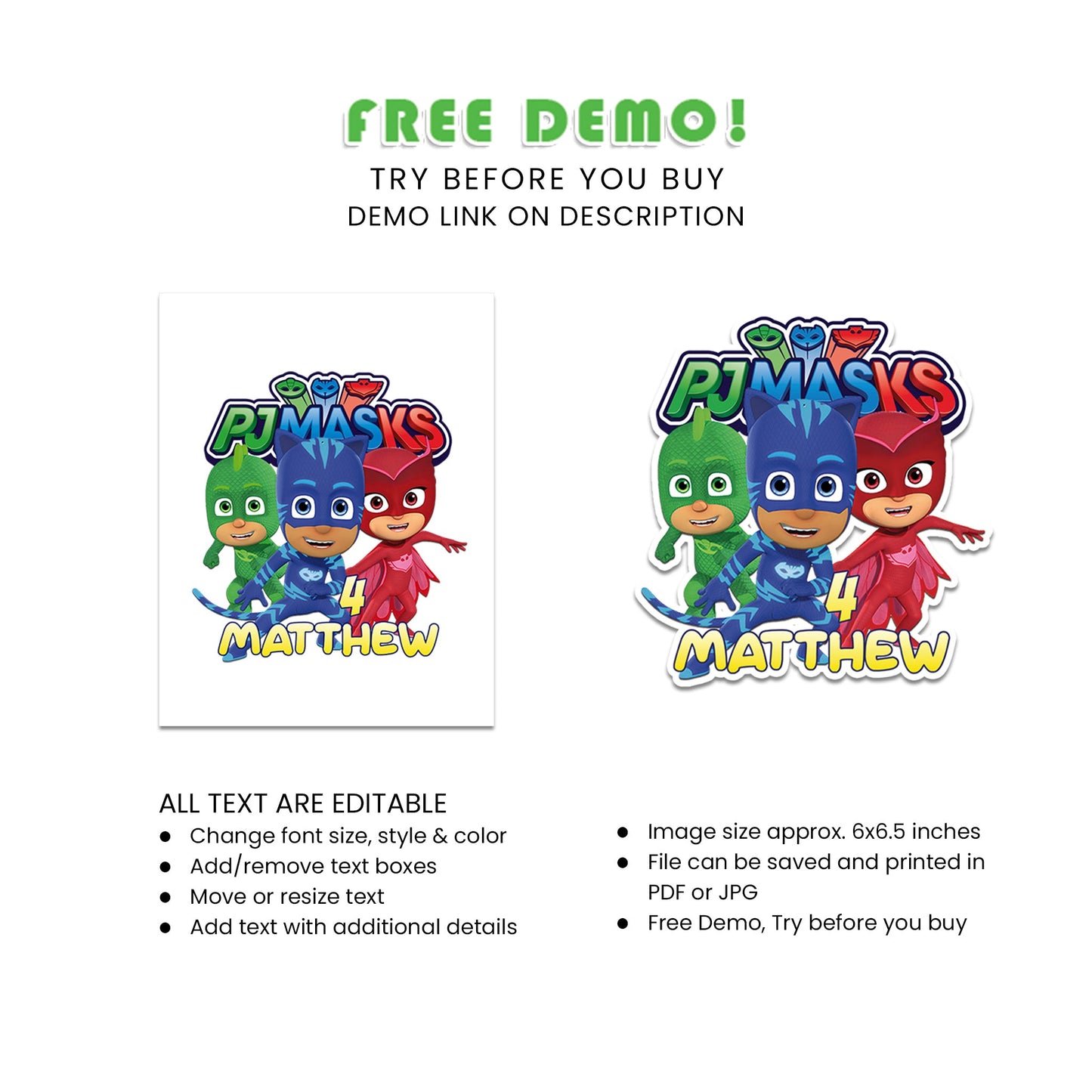 Celebrate with Unique PJ Masks Personalized Cake Toppers - Perfect for Birthday Parties and Special Events