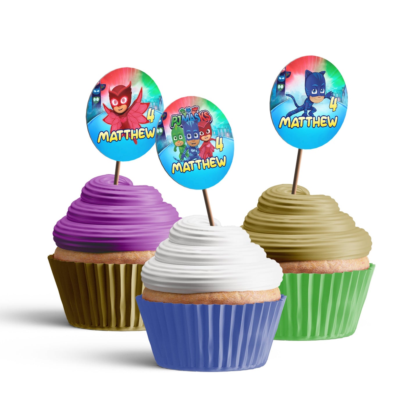 Personalized PJ Masks Cupcakes Toppers for Sweet Treats