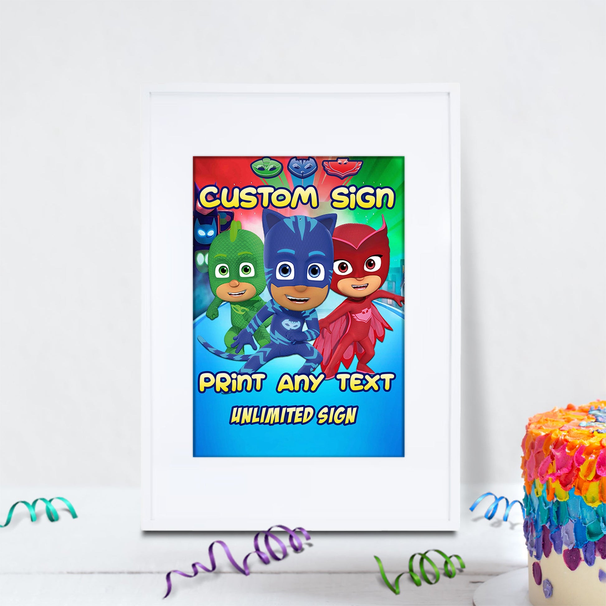 PJ Masks Birthday Decorations, Connor, Luna Girl Party Supplies, Night Ninja Themed, PJM Digital Template, Editable PJ Masks Image SVG PNG