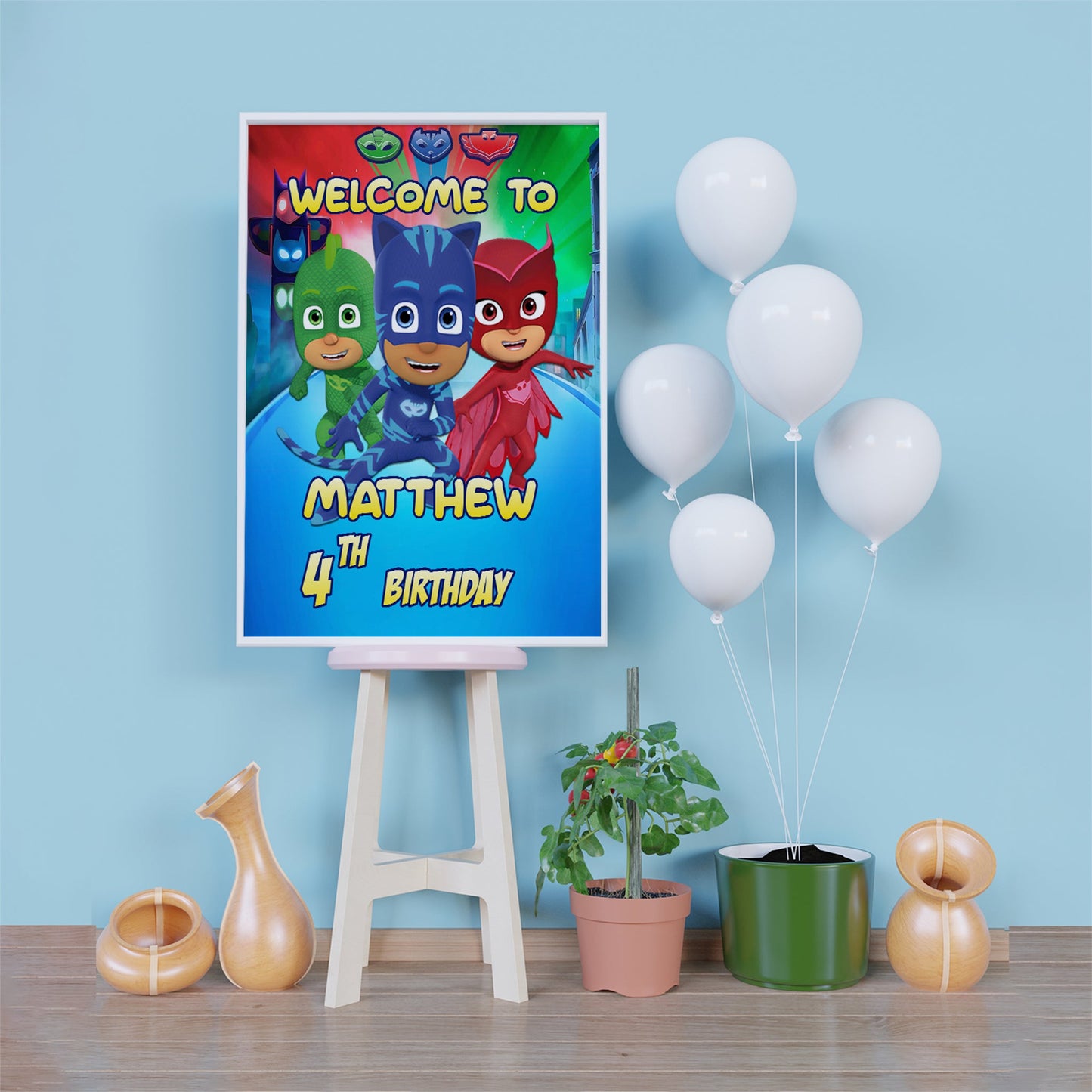 PJ Masks Birthday Decorations, Connor, Luna Girl Party Supplies, Night Ninja, PJM, PJ Masks SVG