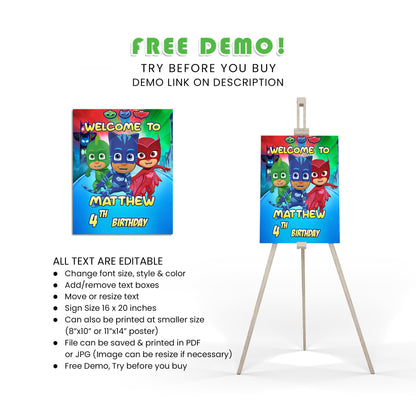 Welcome Your Guests in Style with PJ Masks Welcome Sign