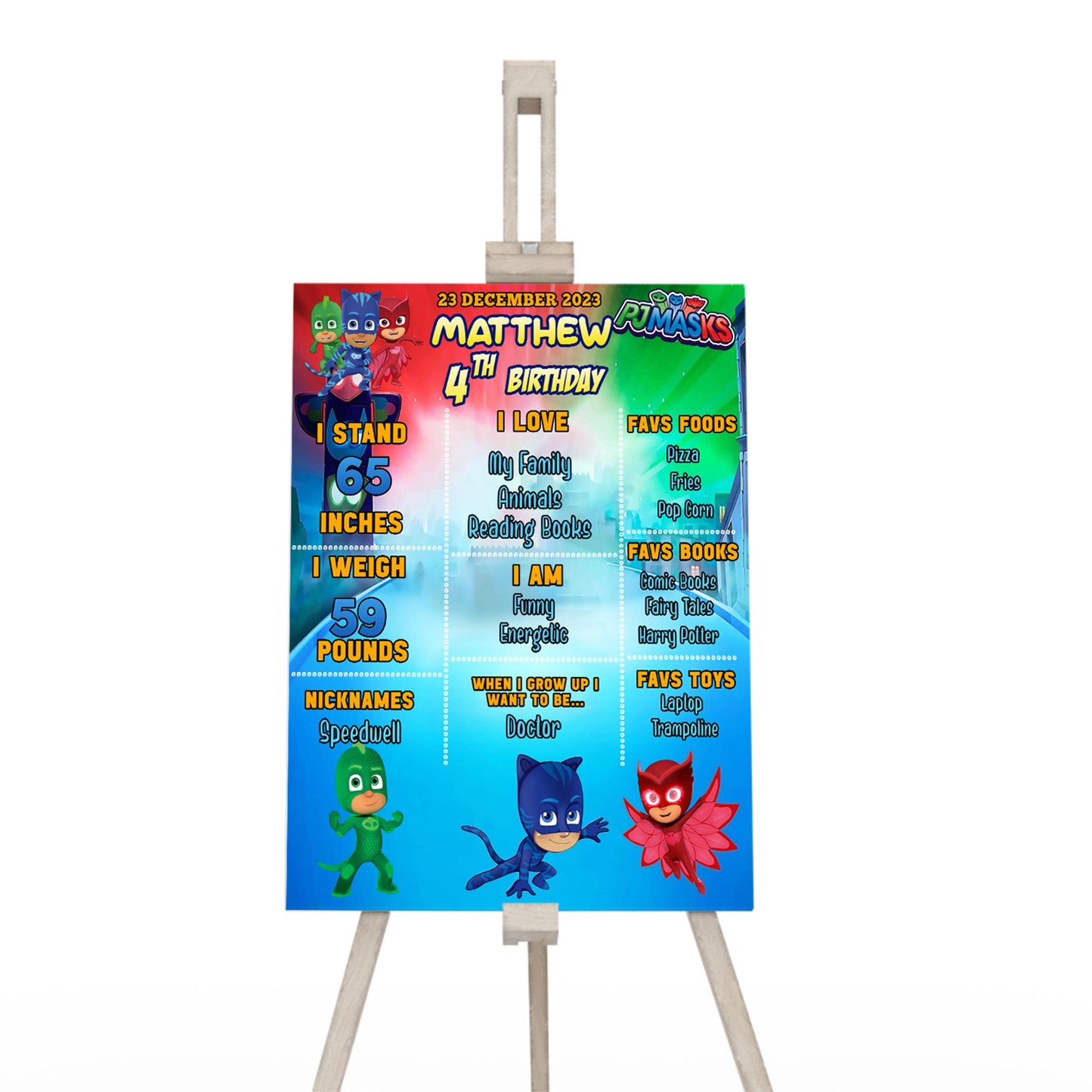 PJ Masks Milestone Poster for Celebrating Special Moments