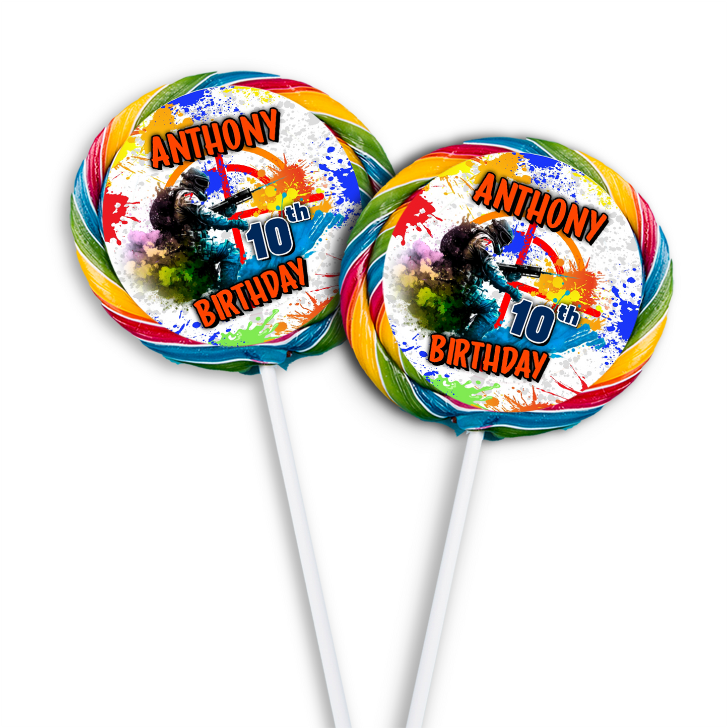 Lollipop Label for Paint Ball Games