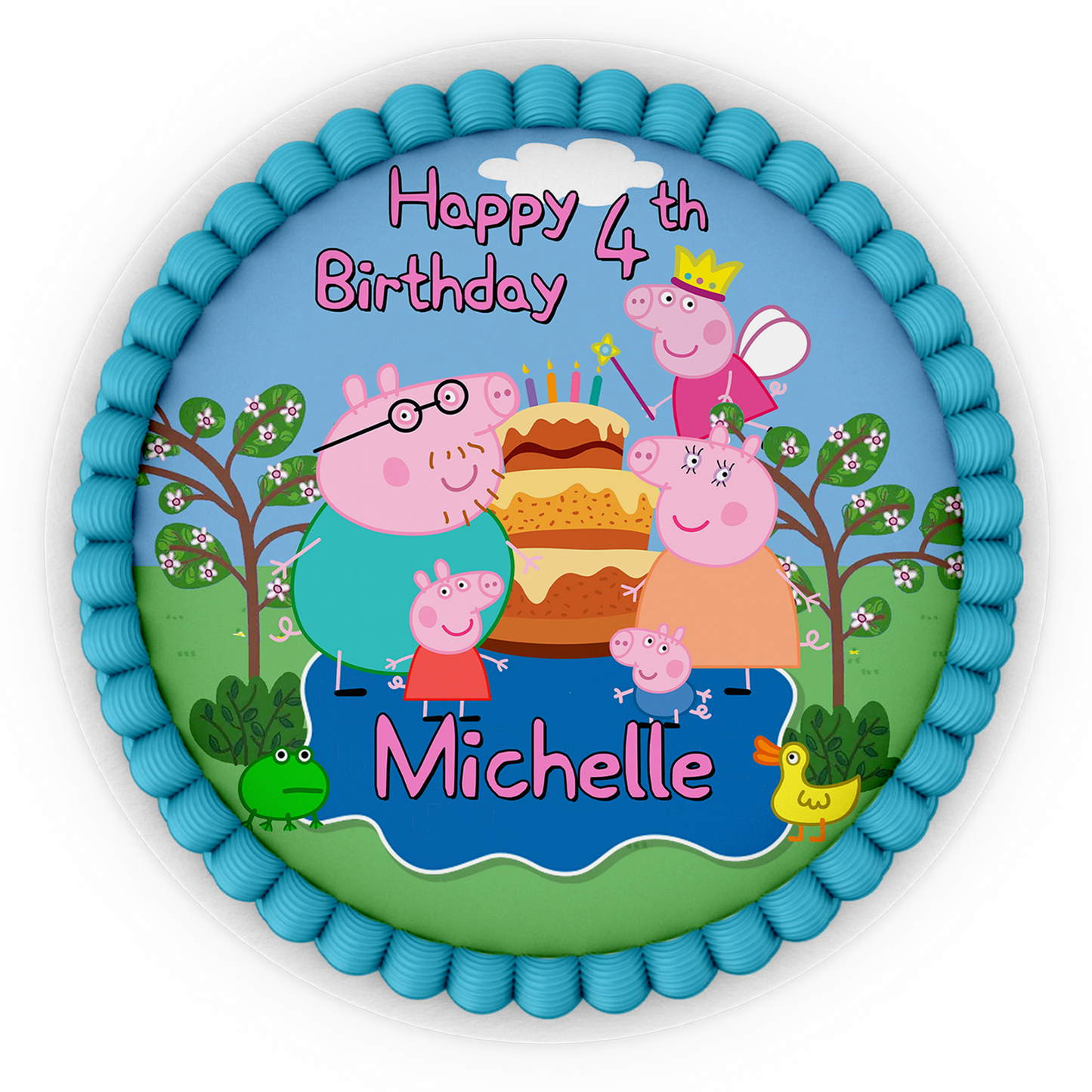 Round Personalized Cake Images featuring Peppa Pig