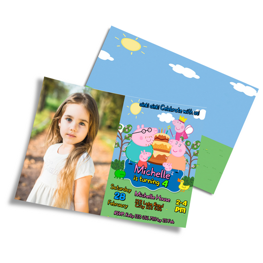 Personalized Photo Card Invitations featuring Peppa Pig