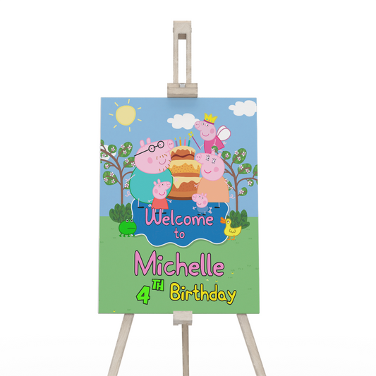Welcome Sign with Peppa Pig theme