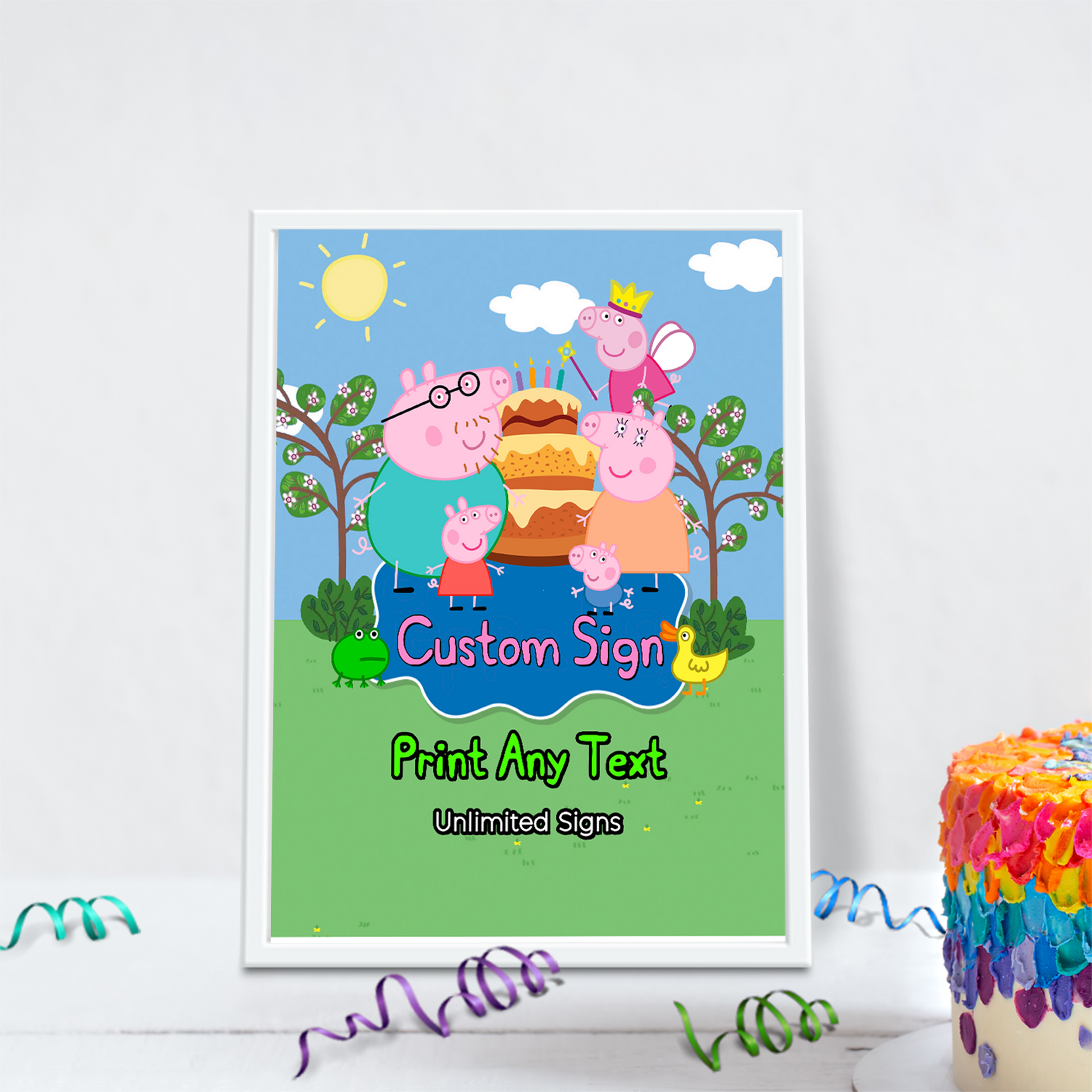 Peppa Pig Birthday Decorations, George Pig Party Supplies, Cartoon Series Themed, Preschool Series Digital Template, Editable Peppa Pig Image SVG PNG