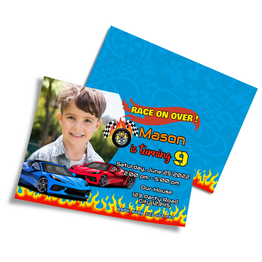 Personalized Photo Card Invitations for Race Car, Hotwheels, Nascar Games