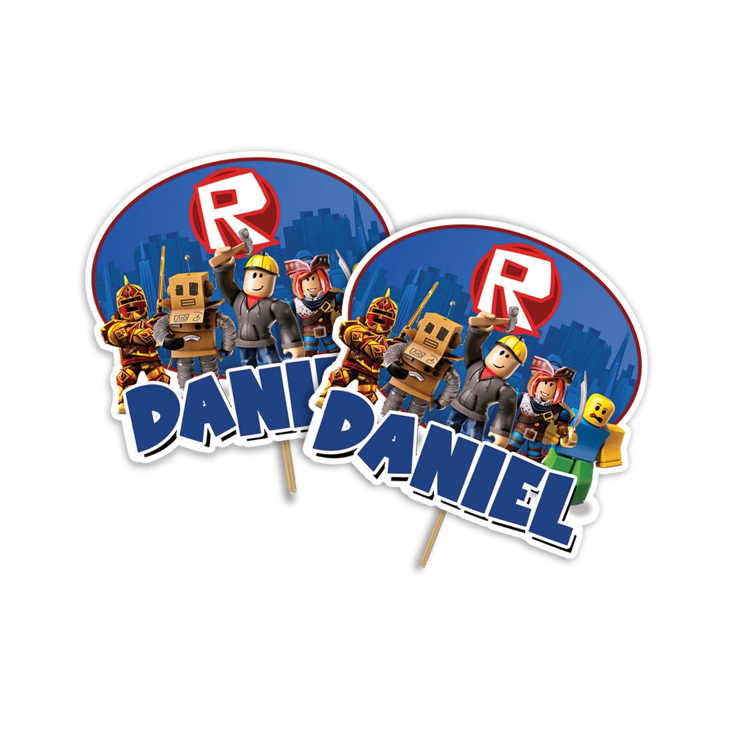 Roblox themed personalized cake toppers