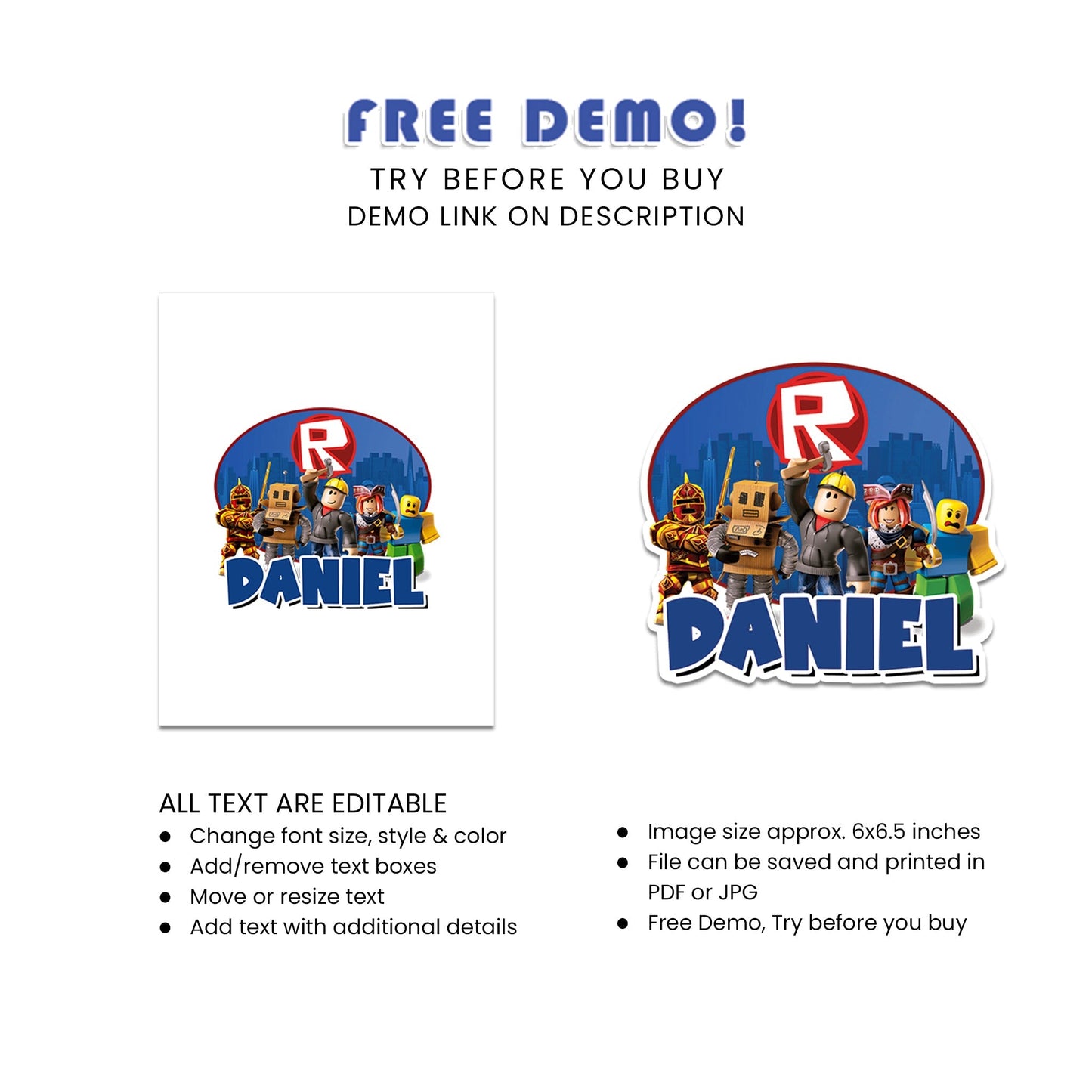 Roblox Themed Personalized Cake Toppers - Perfect for Birthday Parties and Special Events