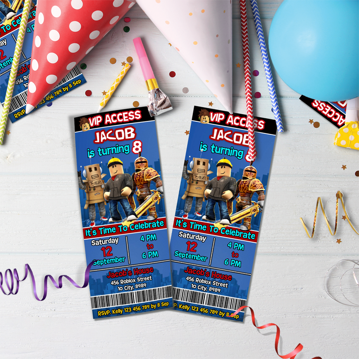 Roblox Personalized Birthday Ticket Invitations - Exciting Way to Invi ...