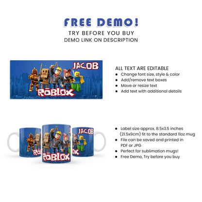 Roblox Sublimation Mug - Perfect for Everyday Use or as a Gift