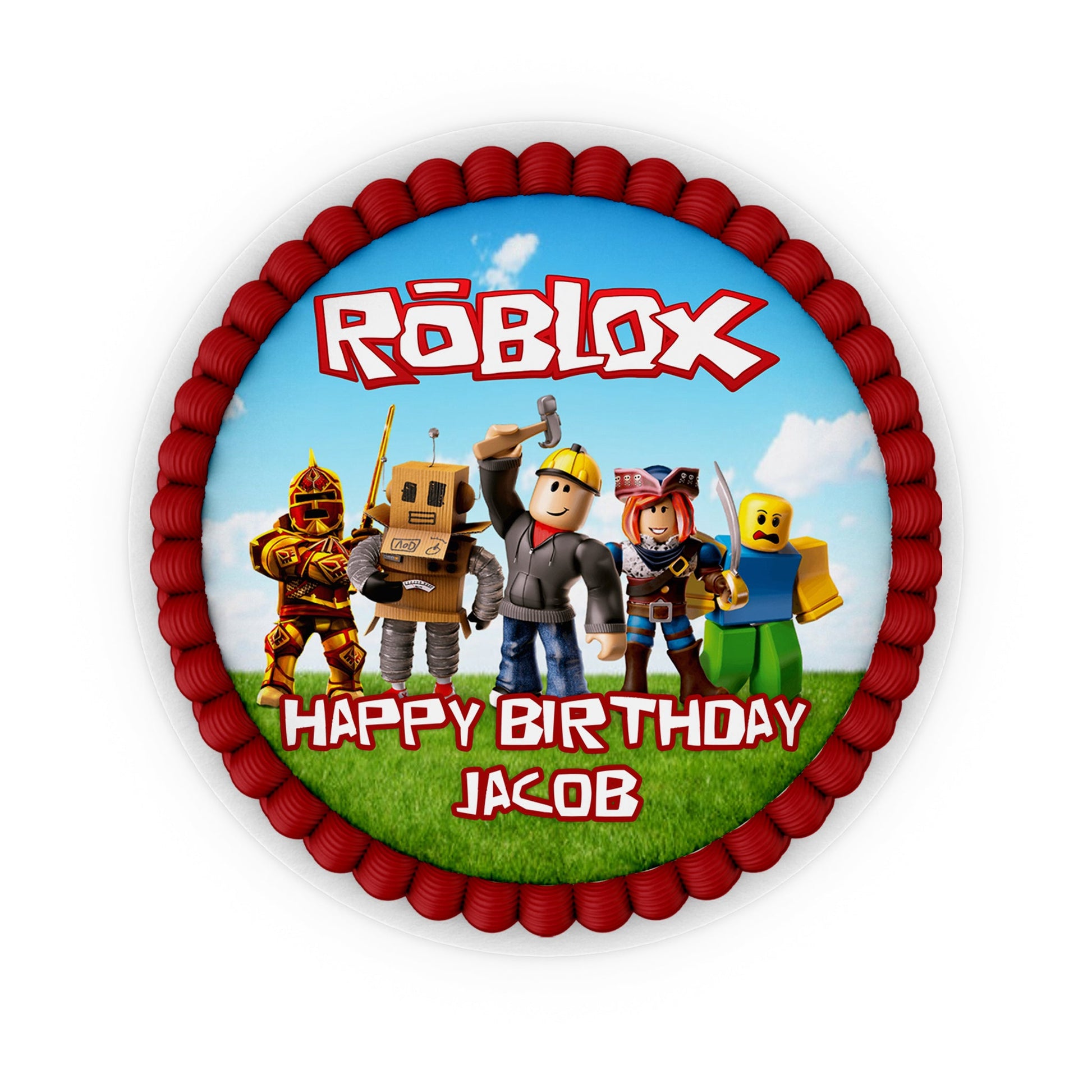 Round shaped Roblox personalized cake images