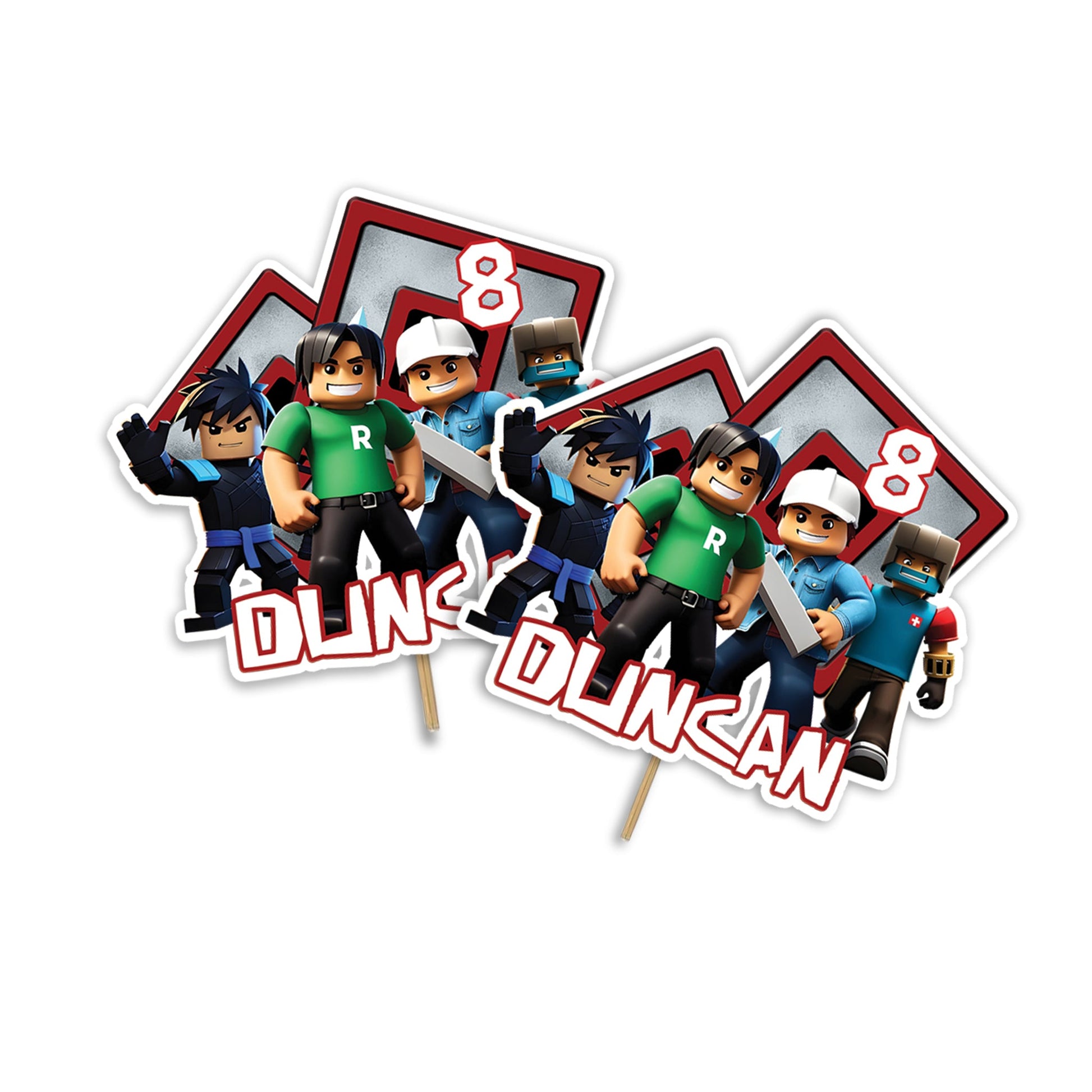 Roblox themed personalized cake toppers