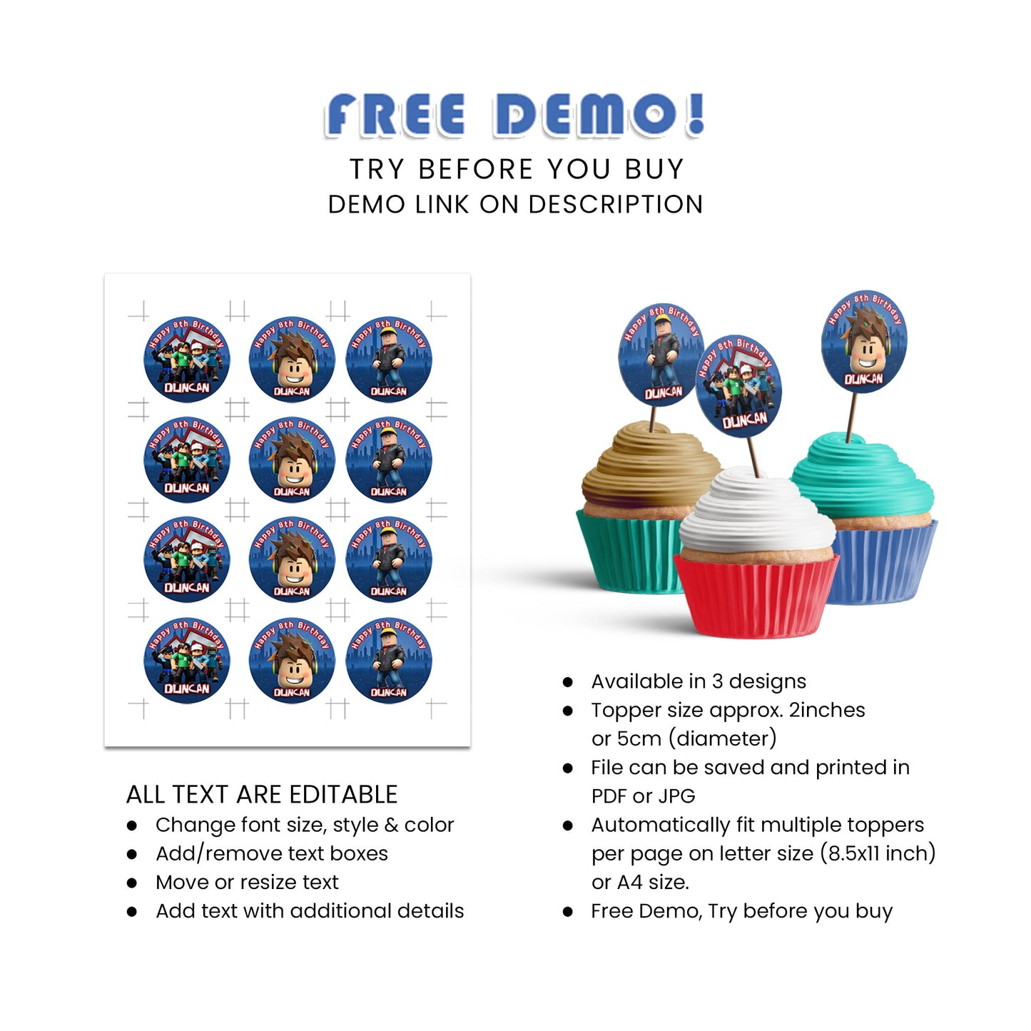 Roblox Themed Cupcake Toppers - A Fun and Easy Way to Decorate Your Cupcakes