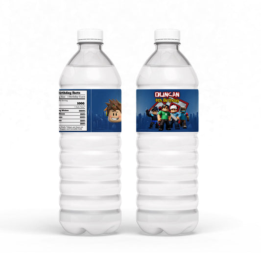 Roblox themed water bottle label