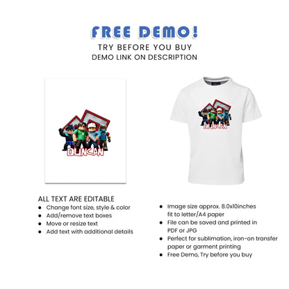 Show Your Love for Roblox with Our Themed Sublimation T-Shirts - Perfect for Any Fan