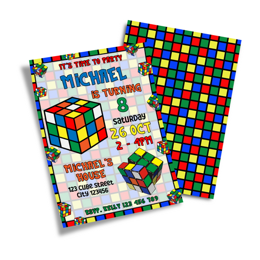 Personalized Birthday Card Invitations for Rubiks, Rubik Cube