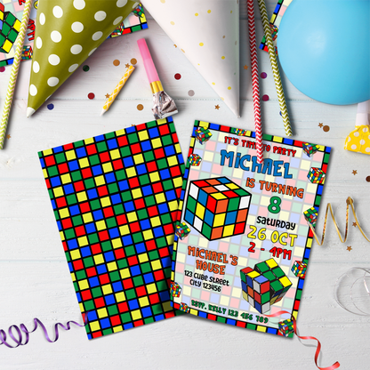 Personalized Birthday Card Invitations for Rubiks, Rubik Cube