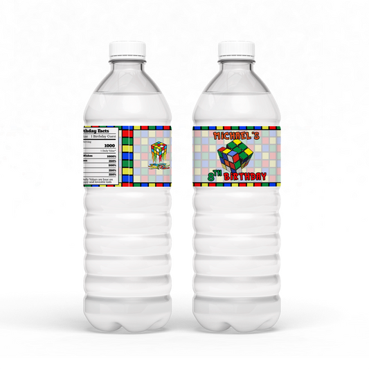 Water Bottle Label for Rubiks, Rubik Cube