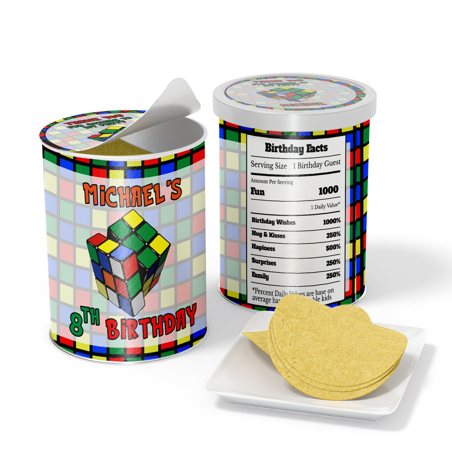 Small Pringles 1.37oz Label for Rubiks, Rubik Cube