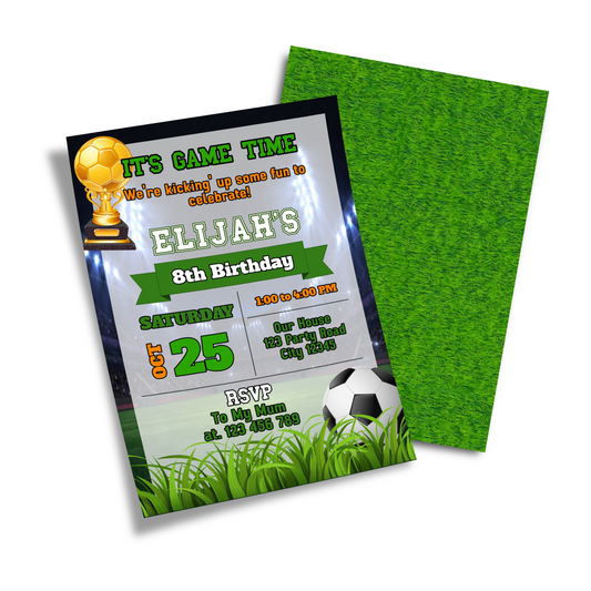 Personalized Soccer Birthday Card Invitations