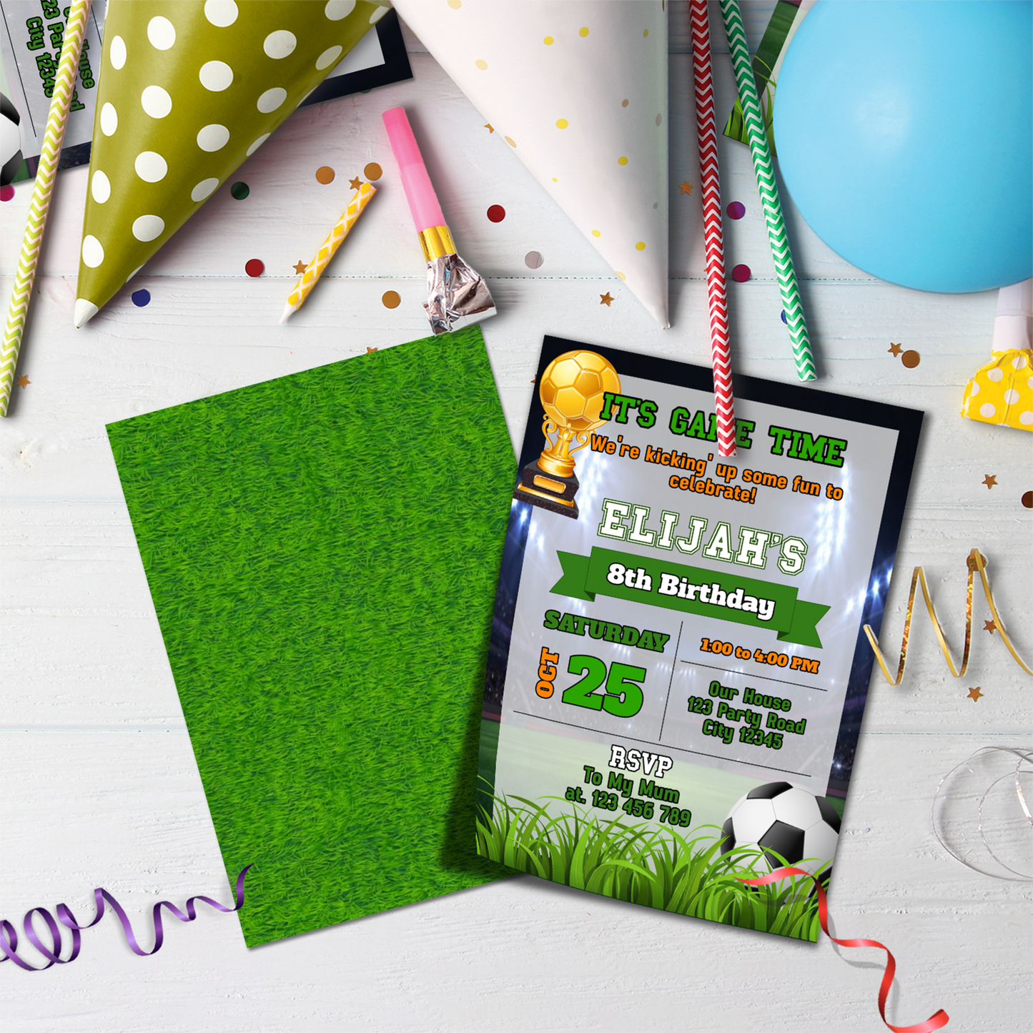 Personalized Soccer Birthday Card Invitations