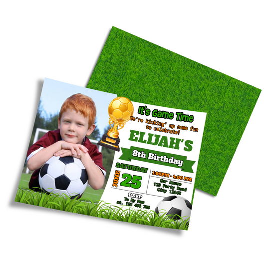 Personalized Soccer Photo Card Invitations