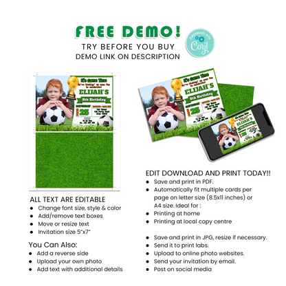Capture the Excitement of the Game with Our Soccer Personalized Photo Card Invitations - A Keepsake Your Guests Will Cherish!