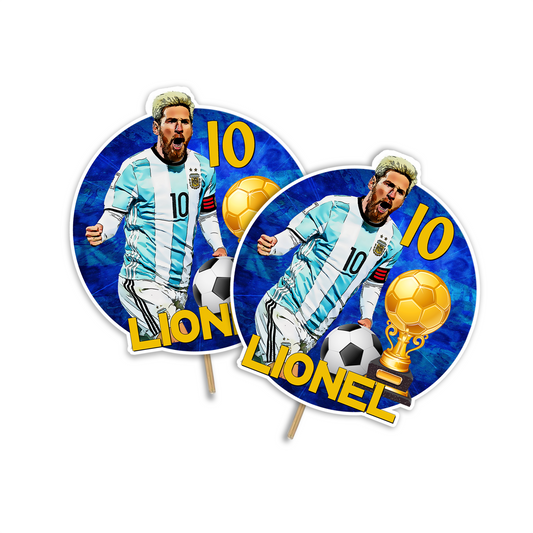 Personalized cake toppers featuring Lionel Messi