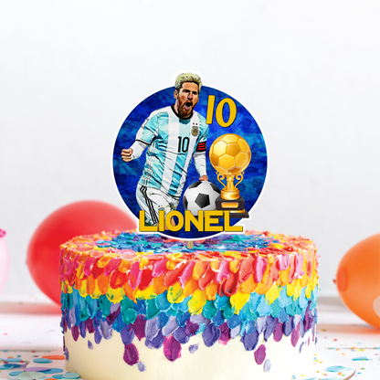 Personalized cake toppers featuring Lionel Messi