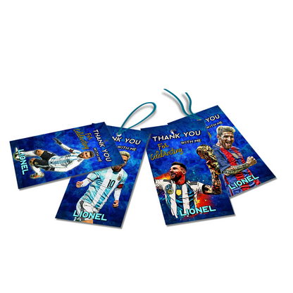 Favor tags or thank you tags featuring Lionel Messi