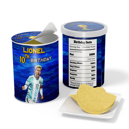 Small Pringles 1.37oz label featuring Lionel Messi