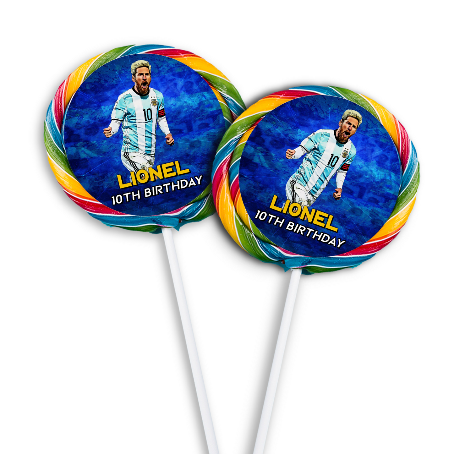 Lollipop label featuring Lionel Messi