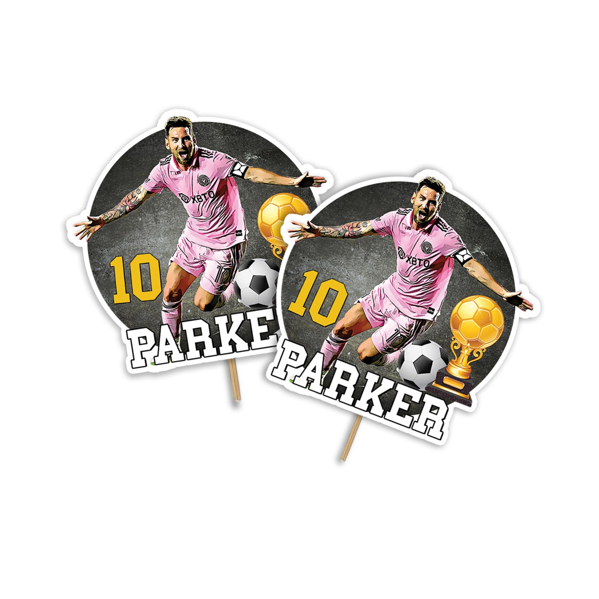 Personalized cake toppers featuring Lionel Messi