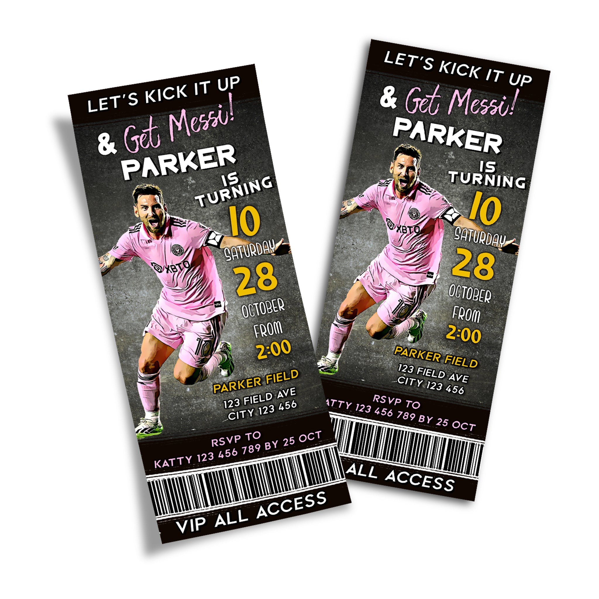 Lionel Messi Personalized Birthday Ticket Invitations - Make Your Even ...