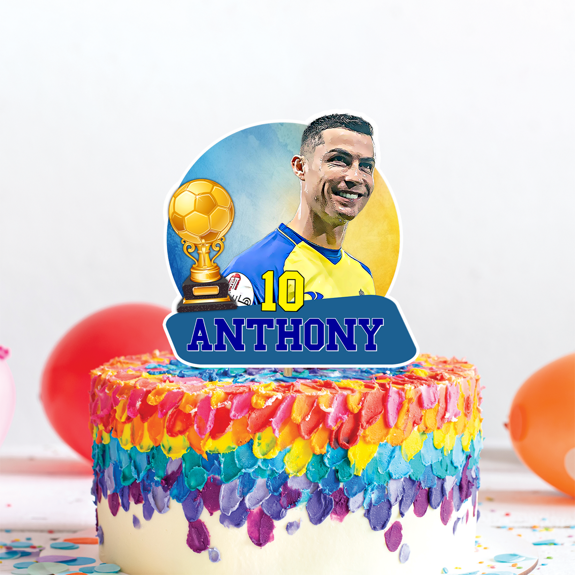 Personalized cake toppers featuring Cristiano Ronaldo