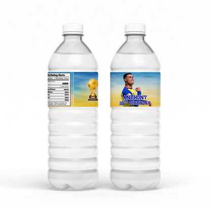 Water bottle label featuring Cristiano Ronaldo