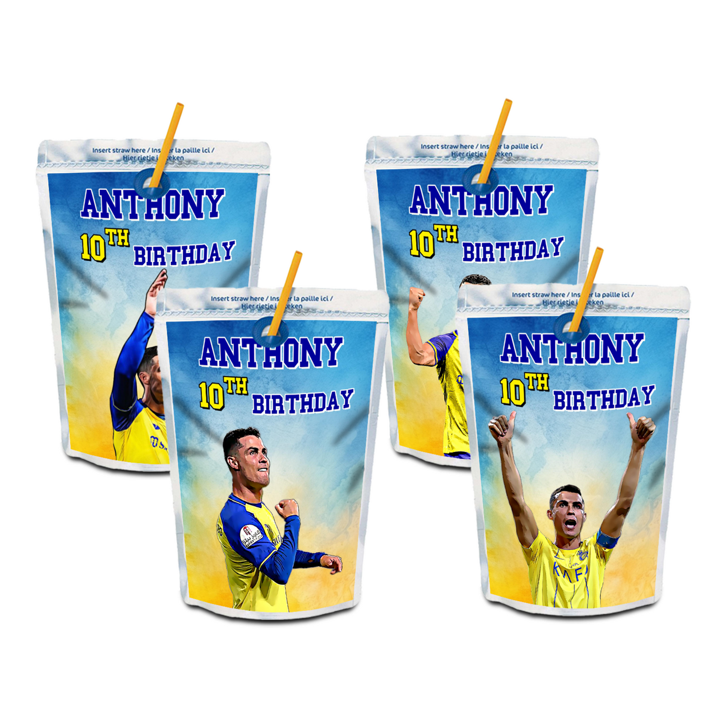 Caprisun label or juice pouch label with Cristiano Ronaldo design