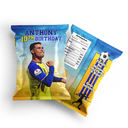 Chips bag label with Cristiano Ronaldo theme