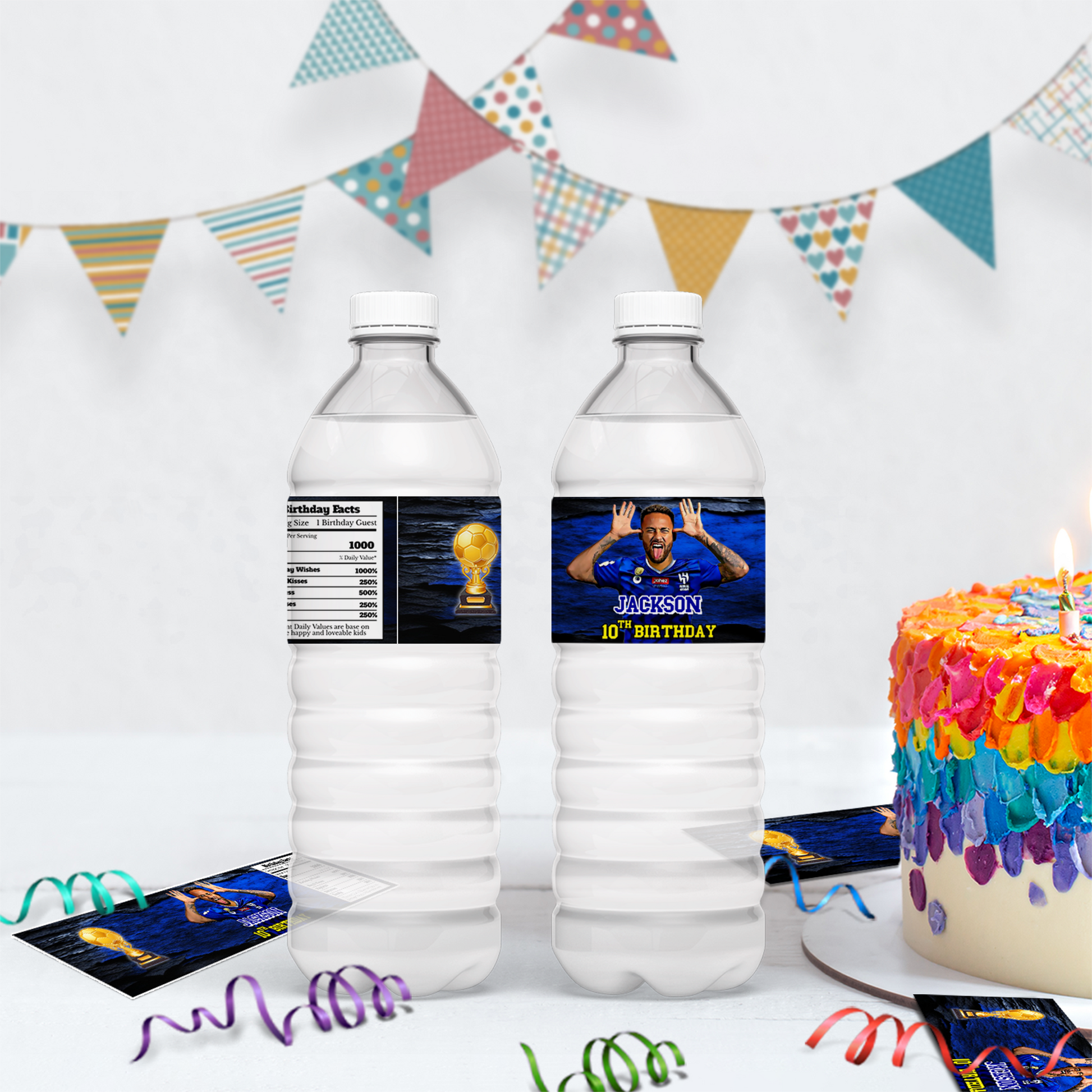 Water bottle label featuring Neymar