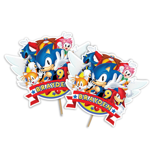 Sonic The Hedgehog themed personalized cake toppers