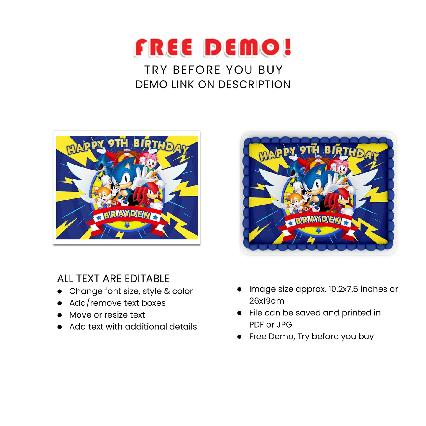 Enhance Your Party with Sonic The Hedgehog Personalized Rectangle Cake Images