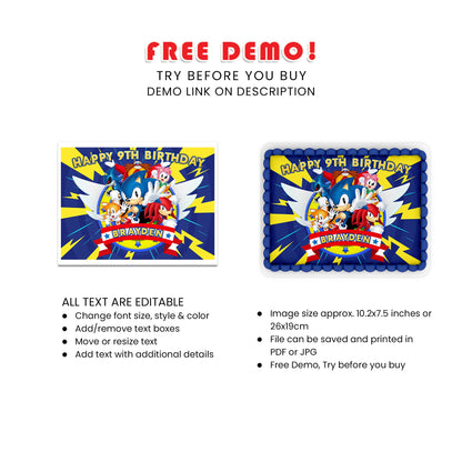 Enhance Your Party with Sonic The Hedgehog Personalized Rectangle Cake Images