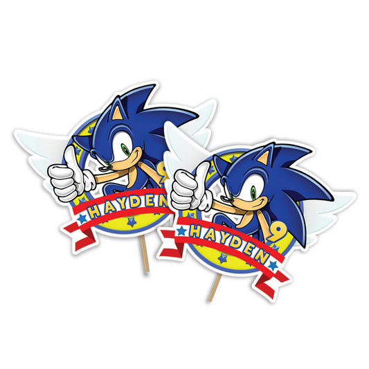 Sonic The Hedgehog themed personalized cake toppers