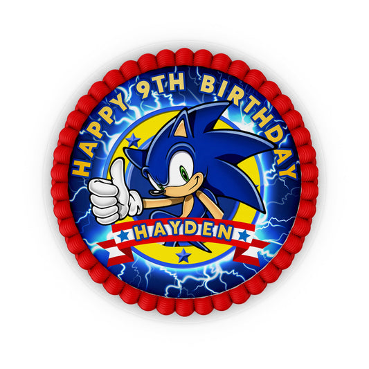 Round Sonic The Hedgehog personalized cake images